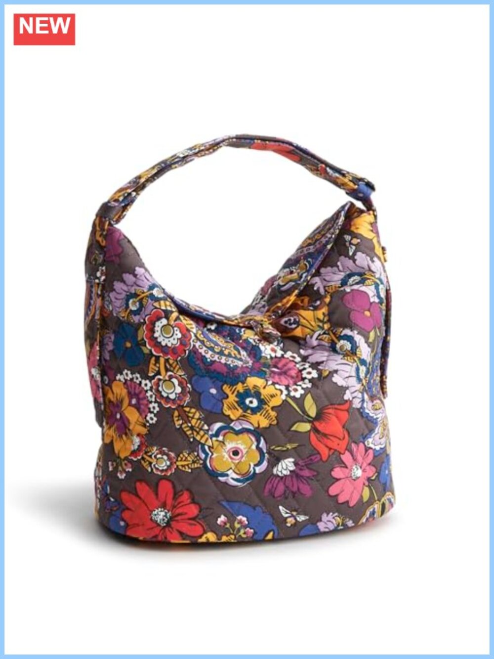 Premium Cotton Quilted Hobo Shoulder Bag with Zip Pocket - Machine Washable